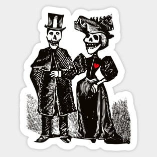 Calavera Couple | Day of the Dead | Dia de los Muertos | Skulls and Skeletons | Vintage Skeletons | Sticker